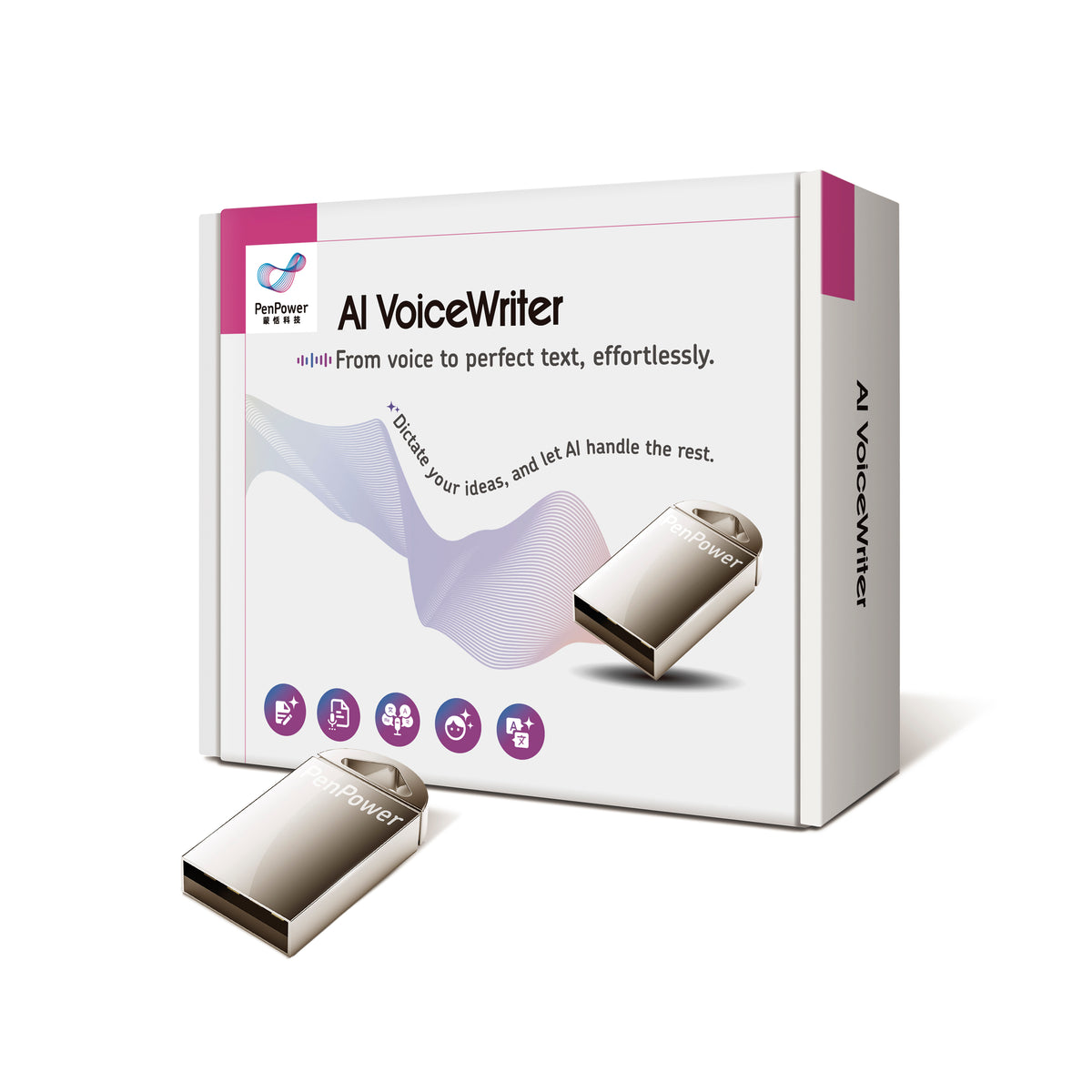 AI VoiceWriter – Smart Dictation & AI Writing Assistant for Windows & Mac with USB Dongle & Mobile App for Voice Input, Proofreading, Rewriting & Multilingual Support
